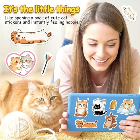 300 Cute Cat Stickers – Waterproof Vinyl Kawaii Style Stickers for Kids, Perfect for Water Bottles, Laptops, Luggage, Guitars, and Scrapbook Decorations in Kuwait