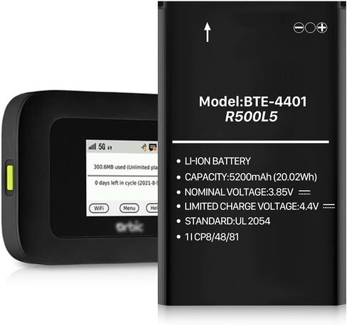 بطارية بديلة BTE-4401، ترقية بطارية R500L5 عالية السعة 5200 مللي أمبير في الساعة لاستبدال Verizon Orbic R500L5 Speed ​​5G، R500L5 Mobi Hotspot in Kuwait