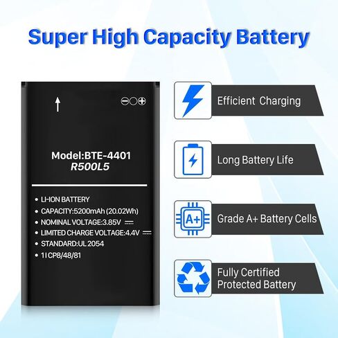 بطارية بديلة BTE-4401، ترقية بطارية R500L5 عالية السعة 5200 مللي أمبير في الساعة لاستبدال Verizon Orbic R500L5 Speed ​​5G، R500L5 Mobi Hotspot in Kuwait