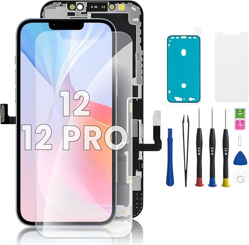 iPhone 12/12 Pro LCD Display Replacement Kit with Frame & Digitizer, Full Assembly with Repair Tools and Waterproof Adhesive – for iPhone 12/12 Pro (6.1 inch) in Kuwait