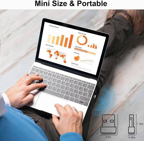 AC600 USB WiFi Adapter for Desktop PC, Driver Free Wireless Network Adapter for Laptop, 5G/2.4G Dual Band High Speed Mini WiFi Dongle Stick, Compatible with Windows 11/10/8.1/8/7/XP/Vista in Kuwait