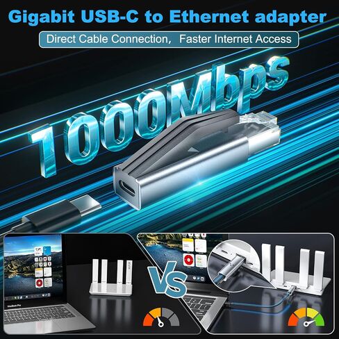 USB-C to Ethernet Adapter 1Gbps, Driver Free RJ45 to USB C Aluminum Adapter in Kuwait