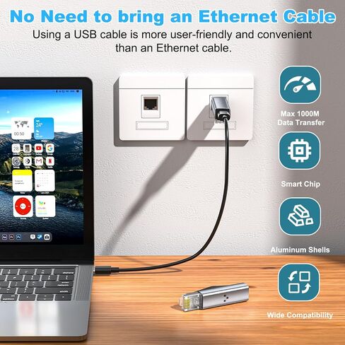 USB-C to Ethernet Adapter 1Gbps, Driver Free RJ45 to USB C Aluminum Adapter in Kuwait
