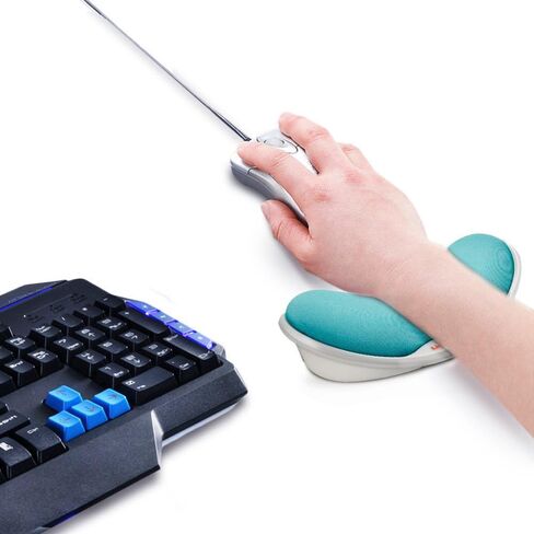 Memory Foam Mouse Wrist Rest Keyboard Pad Anti-Skid Mousepad Support Mat for Office Computer Laptop Mac- Durable Comfortable Lightweight Easy Typing Pain Relief (Blue) in Kuwait