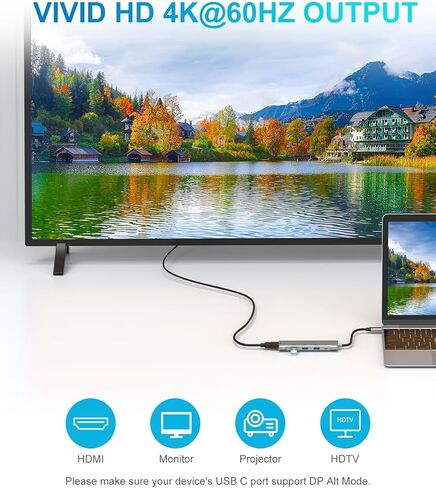 USB C Hub,USB C Hub Multiport Adapter 4K@60Hz AorZ 5 in 1 USBC to Hdmi Adapter with 1 * 4K HDMI Output, 3*USB 3.0 Ports,1*PD, Adapter for MacBook,Steam Deck and Most Type C Devices in Kuwait