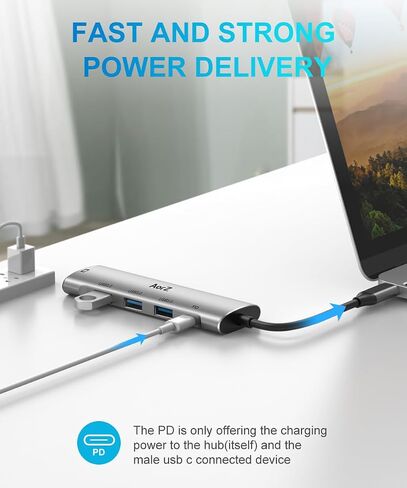 USB C Hub,USB C Hub Multiport Adapter 4K@60Hz AorZ 5 in 1 USBC to Hdmi Adapter with 1 * 4K HDMI Output, 3*USB 3.0 Ports,1*PD, Adapter for MacBook,Steam Deck and Most Type C Devices in Kuwait