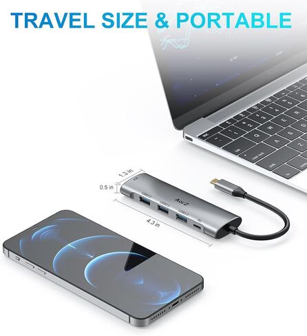 USB C Hub,USB C Hub Multiport Adapter 4K@60Hz AorZ 5 in 1 USBC to Hdmi Adapter with 1 * 4K HDMI Output, 3*USB 3.0 Ports,1*PD, Adapter for MacBook,Steam Deck and Most Type C Devices in Kuwait