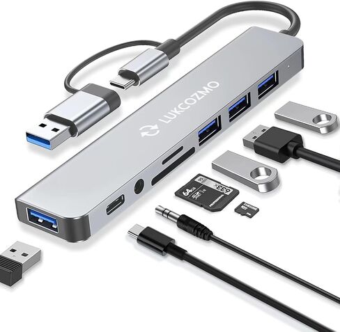 موزع USB C 7 في 1 مع مقسم USB 3.0 و4 منافذ USB وقارئ بطاقات SD/TF in Kuwait