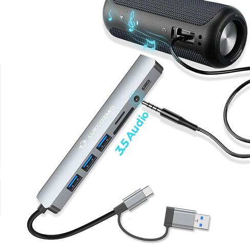 موزع USB C 7 في 1 مع مقسم USB 3.0 و4 منافذ USB وقارئ بطاقات SD/TF in Kuwait