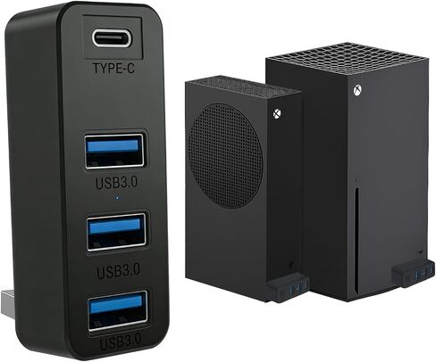 4 Ports USB Hub 3.0 for Xbox Series X|S, 5Gbps High Speed USB Hub Splitter Expansion Adapter for Xbox Series Accessories for External Hard Drives, Wireless Headset & More, 3 USB-A 3.0 + 1 Type C in Kuwait