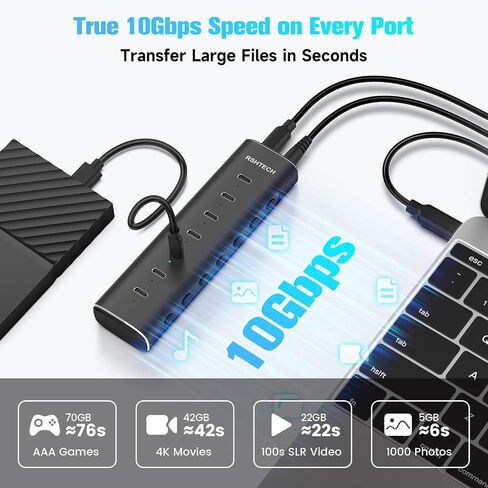RSHTECH 7-Port Powered USB C 3.2 Hub 10Gbps, RSH-H7C in Kuwait