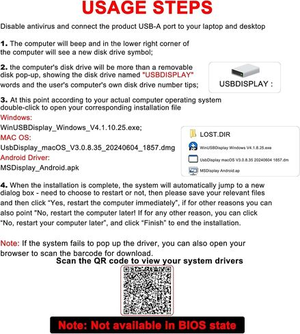 USB to Dual HDMI Adapter 1080P 60Hz, USB A 3.0 to HDMI Adapter for Laptop, PC, Desktop, Compatible with Mac OS, Windows 7/8/10/11 - Requires Driver Installation in Kuwait