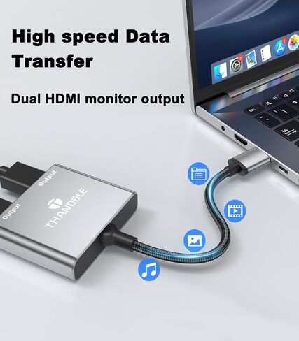 USB to Dual HDMI Adapter 1080P 60Hz, USB A 3.0 to HDMI Adapter for Laptop, PC, Desktop, Compatible with Mac OS, Windows 7/8/10/11 - Requires Driver Installation in Kuwait