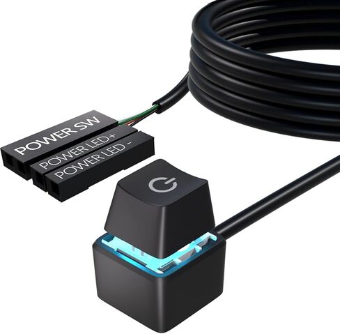 Oddtone PC Power Button, Desktop External Led Power Switch On/Off, 65 inch External PC Start Button Computer Case for Computer Motherboard in Kuwait