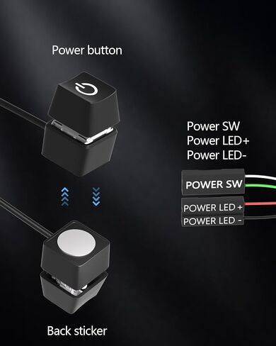 Oddtone PC Power Button, Desktop External Led Power Switch On/Off, 65 inch External PC Start Button Computer Case for Computer Motherboard in Kuwait
