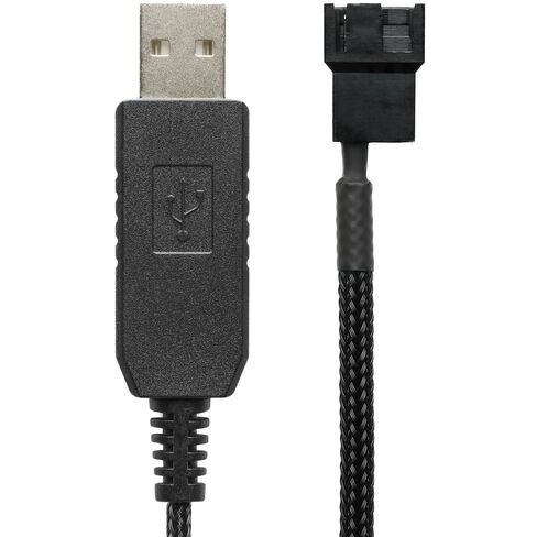 كابل محول طاقة مروحة USB 12 فولت من CRJ - 24 بوصة (60 سم)، أكمام سوداء - محول سرعة المروحة بالكامل لمراوح تبريد الكمبيوتر ذات 3 دبابيس و4 دبابيس in Kuwait