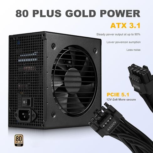 SAMA Black 650W Power Supply - Fully Modular 80 Plus Gold Certified ATX 3.1 & PCIE 5.1 Compliant Power Supply, Supports RTX 30/40 Series GPUs in Kuwait