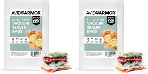 Avid Armor Pre-Cut Pint Size Vacuum Sealer Bags 6x10 Inch 200 Pack - BPA Free, Heavy Duty, Commercial Grade, Compatible with FoodSaver & Seal-a-Meal, Perfect for Sous Vide & Food Storage in Saudi Arabia