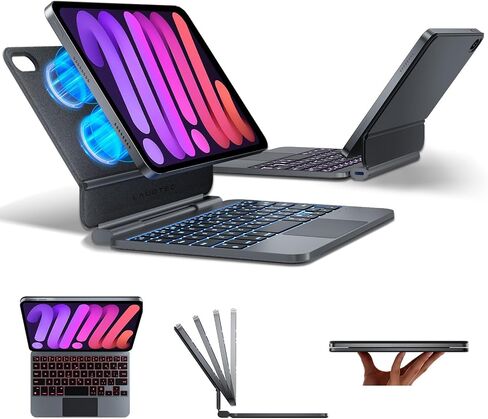 LAUDTEC Magnetic Keyboard Case Compatible with iPad mini 7th Gen (A17 Pro, 2024) & for iPad mini 6 (2021) 8.3-inch, Ultra-Light Floating Cantilever Stand, Smart Trackpad, 5-Row Backlit - Black in Kuwait
