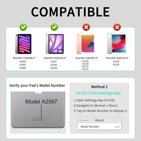 LAUDTEC Magnetic Keyboard Case Compatible with iPad mini 7th Gen (A17 Pro, 2024) & for iPad mini 6 (2021) 8.3-inch, Ultra-Light Floating Cantilever Stand, Smart Trackpad, 5-Row Backlit - Black in Kuwait