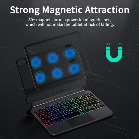 LAUDTEC Magnetic Keyboard Case Compatible with iPad mini 7th Gen (A17 Pro, 2024) & for iPad mini 6 (2021) 8.3-inch, Ultra-Light Floating Cantilever Stand, Smart Trackpad, 5-Row Backlit - Black in Kuwait