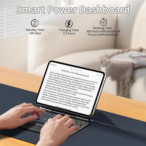 LAUDTEC Magnetic Keyboard Case Compatible with iPad mini 7th Gen (A17 Pro, 2024) & for iPad mini 6 (2021) 8.3-inch, Ultra-Light Floating Cantilever Stand, Smart Trackpad, 5-Row Backlit - Black in Kuwait