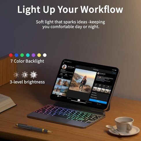 LAUDTEC Magnetic Keyboard Case Compatible with iPad mini 7th Gen (A17 Pro, 2024) & for iPad mini 6 (2021) 8.3-inch, Ultra-Light Floating Cantilever Stand, Smart Trackpad, 5-Row Backlit - Black in Kuwait