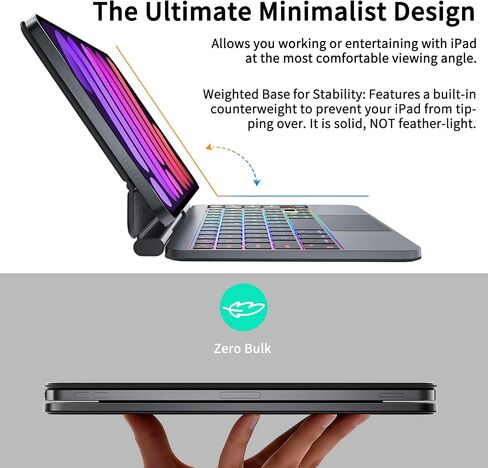 LAUDTEC Magnetic Keyboard Case Compatible with iPad mini 7th Gen (A17 Pro, 2024) & for iPad mini 6 (2021) 8.3-inch, Ultra-Light Floating Cantilever Stand, Smart Trackpad, 5-Row Backlit - Black in Kuwait