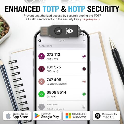 Thetis PRO-A for Business - USB A FIDO2 Security Key L1 MFA & Passkey Access for School ERP, Employee Online Account, Compatible with Coinbase Google Workspace Apple ID Window Salesfore - 2 Pack in Kuwait