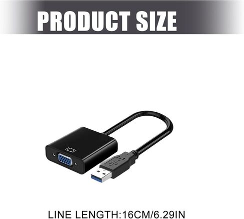 PANGBOER 1080P USB3.0 to VGA Video Converter Cable for Desktop Computer Monitor Projector Adapter Digital Converter in Kuwait