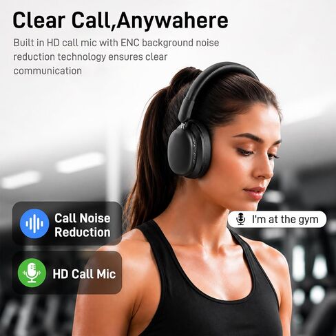 Bluetooth Headphones Over Ear, 75H Playtime Wireless Headphones with Microphone, Foldable Lightweight Headset with 3 EQ Modes, 3D Stereo Sound Low Latency for Travel Work Cellphone in Kuwait