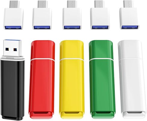 Flash Drive 1GB 5 Pack, ABLAZE USB 2.0 Thumb Drives with Type C Adaters in Kuwait