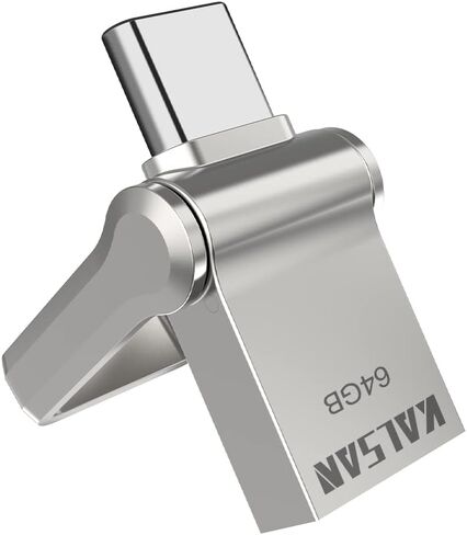Type C USB Flash Drive 64GB 2 in 1 USB Sticks OTG Type C+ USB 3.0 Dual Drive Waterproof Memory Stick with Keychain Metal-Silver Color in Kuwait