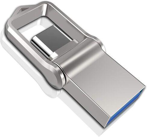 Type C USB Flash Drive 64GB 2 in 1 USB Sticks OTG Type C+ USB 3.0 Dual Drive Waterproof Memory Stick with Keychain Metal-Silver Color in Kuwait