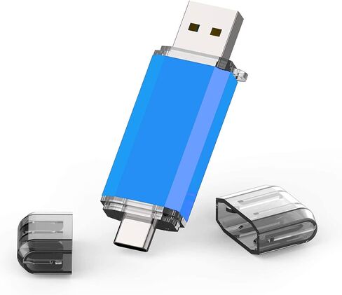 TOPESEL 32GB USB C Flash Drive 2 in 1 OTG USB 3.0 + Type C Memory Stick with Keychain Dual Type C Thumb Drive Photo Stick Jump Drive (Blue) in Kuwait