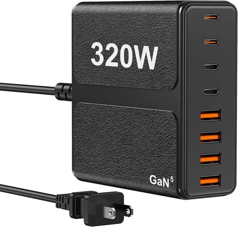 320W USB C Charger Block, 8-Port USB C Charging Station PD 65W PC Laptop Fast Charger Adapter for MacBookPro/Air,DELL,iPad,Portable Charging Station for iPhone,Samsung Galaxy in Saudi Arabia