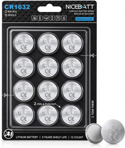 NICEBATT CR1632 3V Lithium Battery 12 Pack, High Capacity 1632 Batteries for Key Fob in Kuwait
