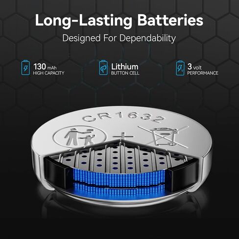 NICEBATT CR1632 3V Lithium Battery 12 Pack, High Capacity 1632 Batteries for Key Fob in Kuwait