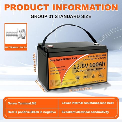 بطارية LiFePO4 12 فولت 100 أمبير في الساعة، مجموعة بطارية ليثيوم 1280 وات في الساعة 31 Smart 100A BMS، 15000+ دورات عميقة، عمر افتراضي يصل إلى 10 سنوات، حماية من درجة الحرارة المنخفضة، خفيفة الوزن بحد أقصى 4P4S 1280 وات في الساعة لمحرك التصيد، المركبات ال in Kuwait