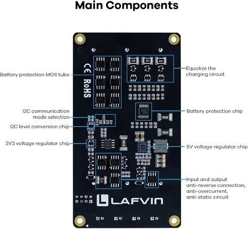 LAFVIN Uninterruptible Power Supply (UPS) Module for Raspberry Pi/Jetson Nano Supports Charging and Power Output at The Same Time 3S & 5V 5A Output in Kuwait