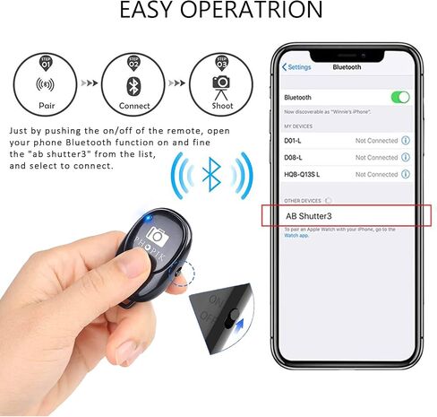 Phone Camera Remote Control(2 Pack) for Photos & Videos, Wireless Camera Remote Shutter Clicker Compatible with iPhone/Android Phone/iPad/Tablets with Adjustable Wrist Strap in Kuwait