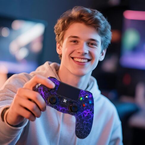 وحدة تحكم ISHAKO لجهاز PS4، وحدة تحكم لاسلكية باللون الأسود لجهاز Sony PlayStation 4/Pro/Slim، جهاز تحكم عن بعد مع ضوء RGB قابل للتعديل/بطارية 1000 مللي أمبير/ساعة/مستشعر حركة 6 محاور/اهتزاز مزدوج in Kuwait