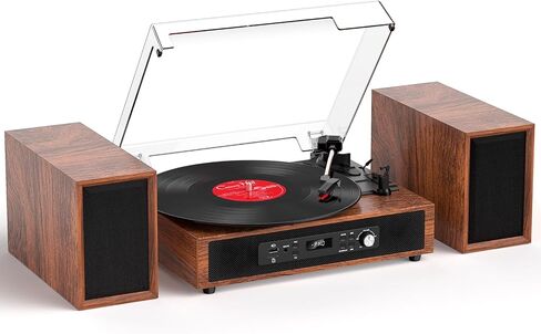 Vinyl Record Player 6 Speakers Loud Sound with 4+2 External Stereo Speakers,Bluetooth 3-Speed Turntable, Vinyl to USB Recording, 6-Speaker Audio System for Living Room Home Entertainment in Kuwait