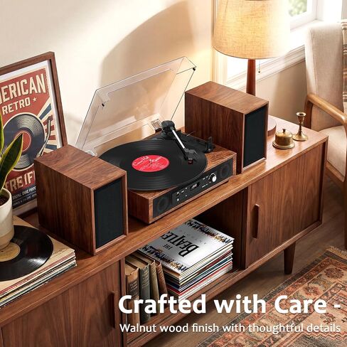 Vinyl Record Player 6 Speakers Loud Sound with 4+2 External Stereo Speakers,Bluetooth 3-Speed Turntable, Vinyl to USB Recording, 6-Speaker Audio System for Living Room Home Entertainment in Kuwait