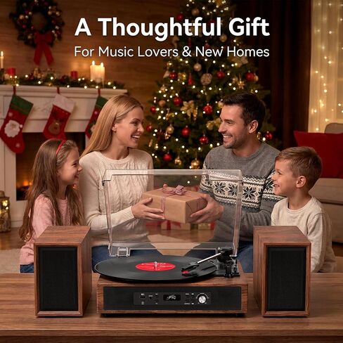 Vinyl Record Player 6 Speakers Loud Sound with 4+2 External Stereo Speakers,Bluetooth 3-Speed Turntable, Vinyl to USB Recording, 6-Speaker Audio System for Living Room Home Entertainment in Kuwait