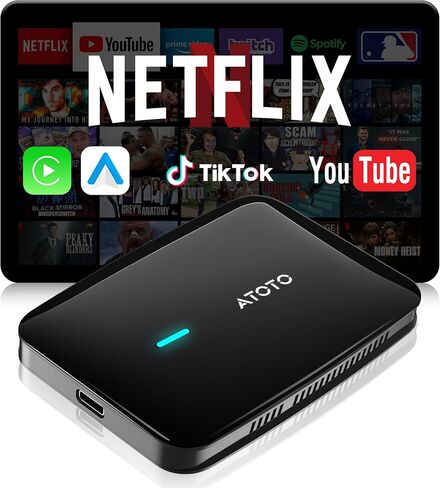 محول CarPlay اللاسلكي وAndroid Auto، يدعم Netflix/YouTube، AI Box Carplay، Drivechat مع مهارات الذكاء الاصطناعي، واي فاي مزدوج، بلوتوث، يناسب سيارات CarPlay السلكية OEM in Kuwait