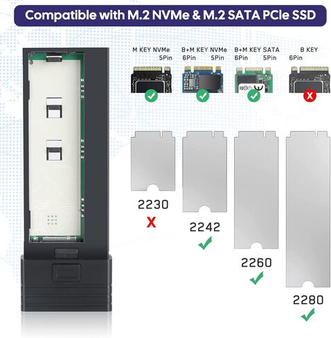 Fanblack Aluminum M.2 NVME SATA SSD Enclosure Adapter, USB 3.2 Gen 2 (10 Gbps) to NVME with 3 USB 3.2 Gen 2 10Gbps A Port , Support UASP Trim for SSDs 2242/2260/2280 in Saudi Arabia
