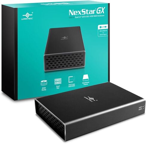 Vantec Nexstar GX USB 3.0 Dual 2.5 بوصة SATA SSD/HDD RAID، أسود (NST-272S3-BK) in Kuwait