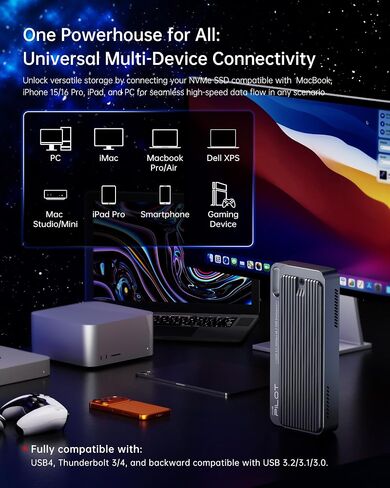 40Gbps USB4 NVMe Enclosure with Triple-Cooling System Aluminum in Kuwait