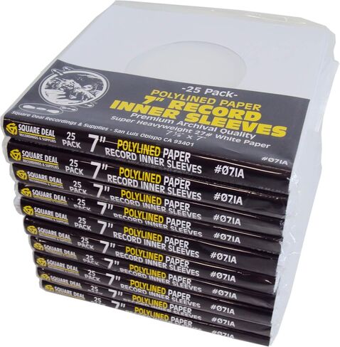 (250) Super Heavyweight Plastic Polylined Paper Inner Sleeves for 7 inch 45rpm Records - Archival Quality, Acid-Free, Static-Free - Premium Protection - #07IA in Kuwait
